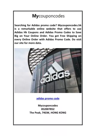 Adidas Promo Code Mycouponcodes.hk
