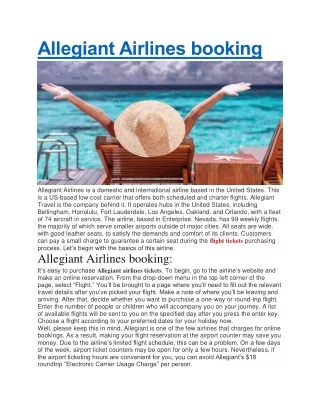 allegiant airlines booking