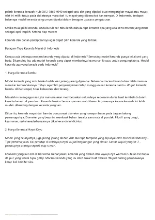 Harga Keranda Mayat BatangTelp 0812-9869-9940