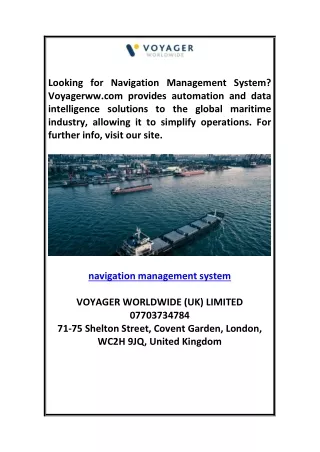 Navigation Management System Voyagerww.com