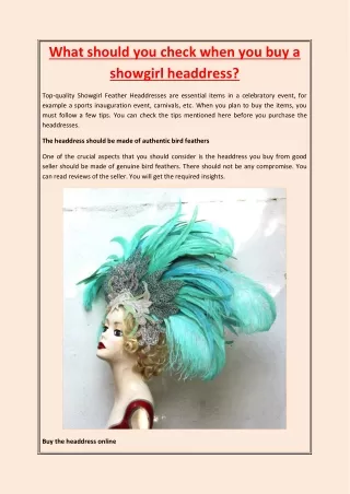 What should you check when you buy a showgirl headdress?