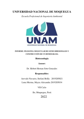 PRACTICA N.- 05_ FILOGENIA MOLECULAR DE GENES RIBOMALES Y CONSTRUCCIÓN DE UN DENDOGRAMA