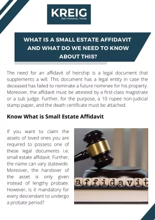 what is a small estate affidavit and what