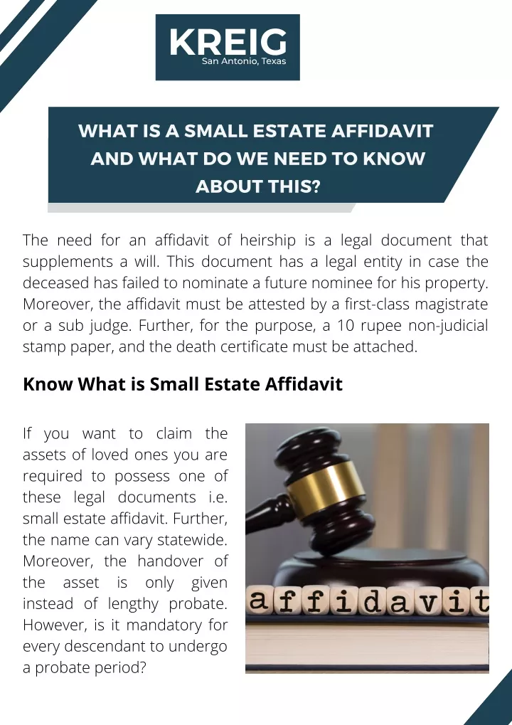 what is a small estate affidavit and what