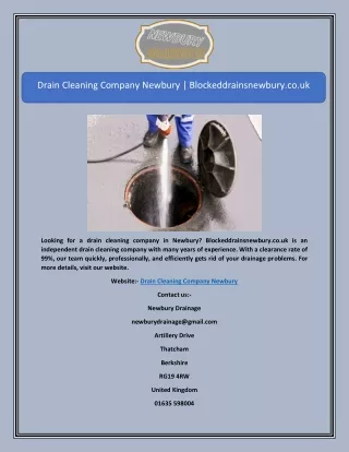 Drain Cleaning Company Newbury | Blockeddrainsnewbury.co.uk