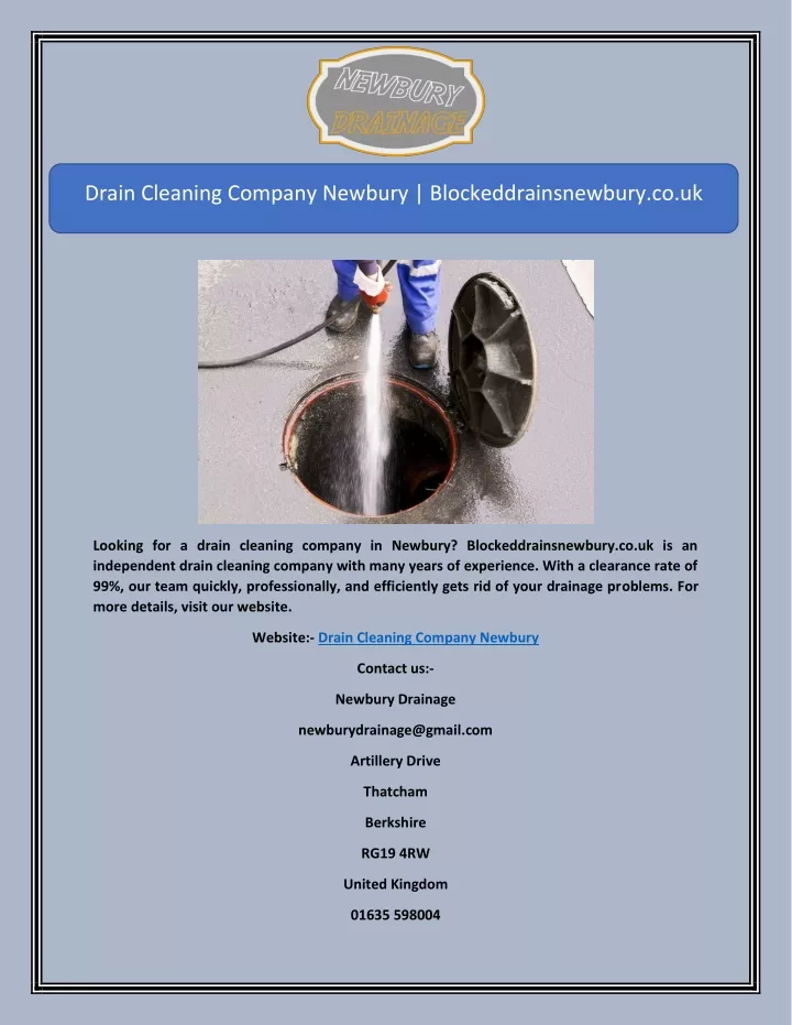 drain cleaning company newbury