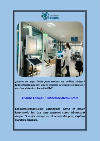 Análisis Clínicos  Laboratoriotequis.com