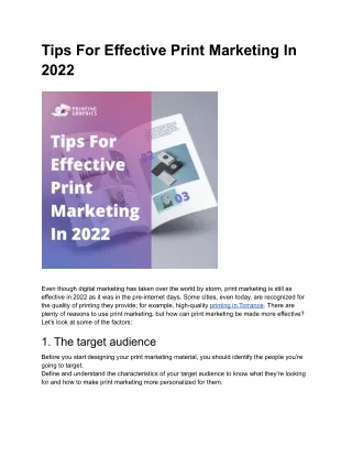 Tips For Effective Print Marketing In 2022