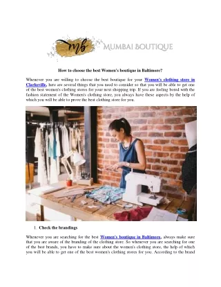 How to choose the best Women's boutique in Baltimore