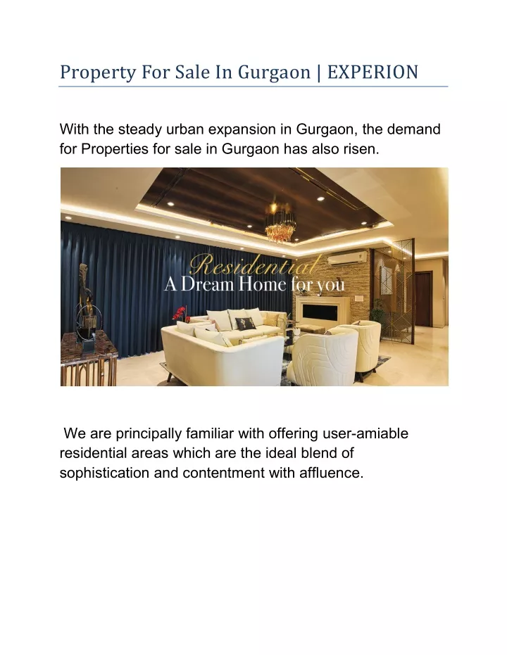 property for sale in gurgaon experion