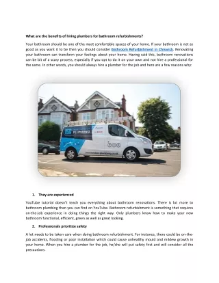 What are the benefits of hiring plumbers for bathroom refurbishments?
