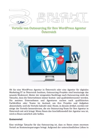 Vorteile von Outsourcing für Ihre WordPress Agentur Österreich