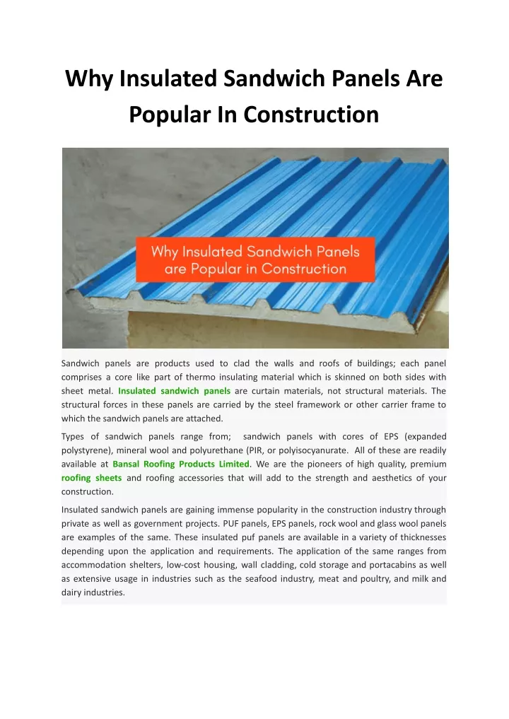 why insulated sandwich panels are popular