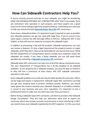 How Can Sidewalk Contractors Help You?