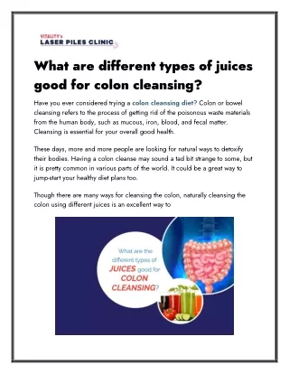 What are different types of juices good for colon cleansing