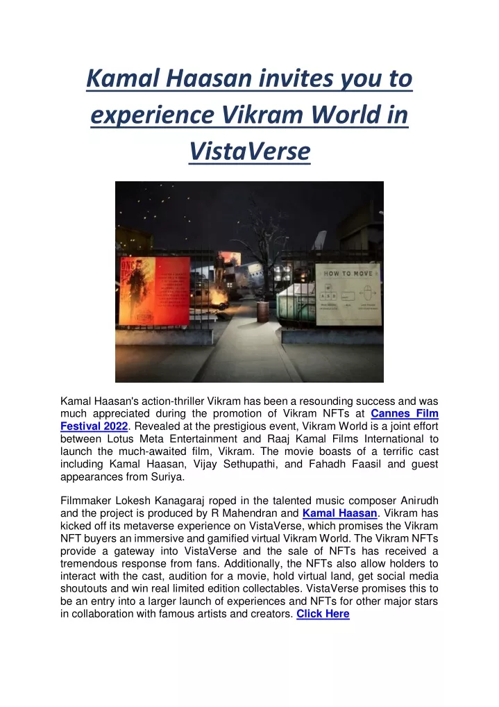 kamal haasan invites you to experience vikram