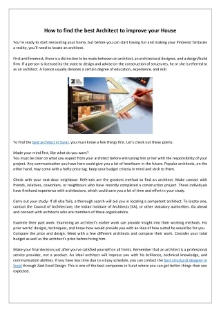 How to find the best Architect to improve your House