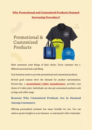 why promotional and customized products demand