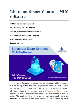 ethereum smart contract mlm software