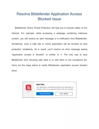 resolve bitdefender application access blocked