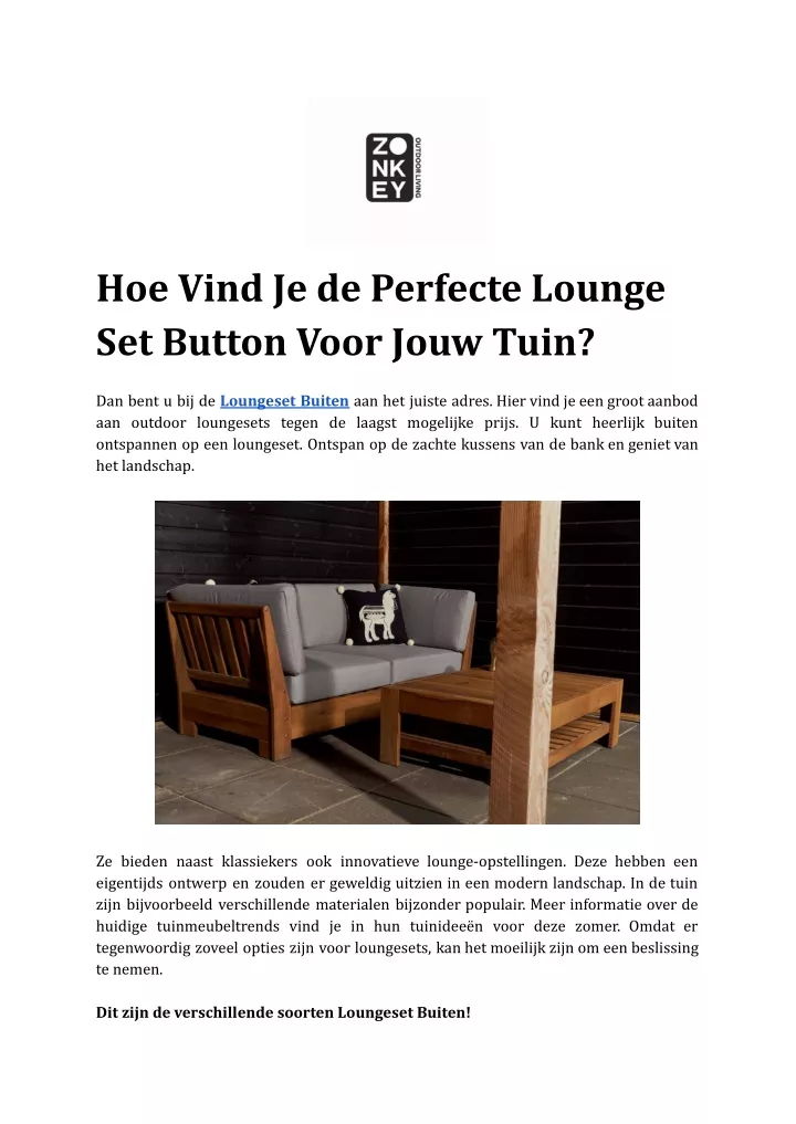 hoe vind je de perfecte lounge set button voor