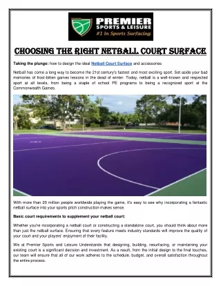 choosing the right netball court surface choosing