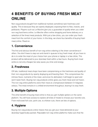 4 BENEFITS OF BUYING FRESH MEAT ONLINE