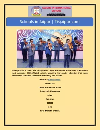 Schools in Jaipur | Tisjaipur.com