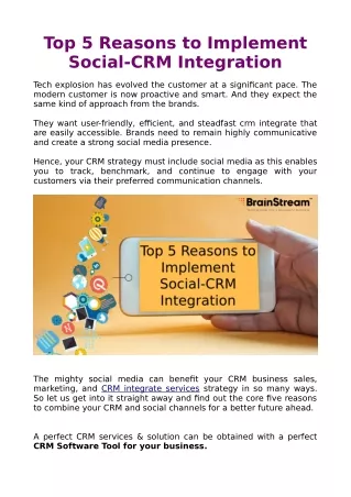 Top 5 Reasons to Implement Social-CRM Integration