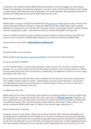 to take part in the minting of tokens wewe global