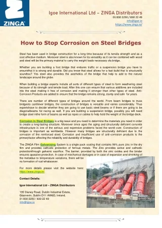 How to Stop Corrosion on Steel Bridges