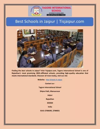 Best Schools in Jaipur | Tisjaipur.com