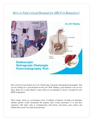 How to Find a Good Hospital for ERCP in Bangalore