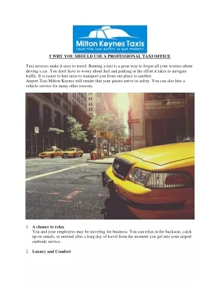 5 WHY YOU SHOULD USE A PROFESSIONAL TAXI OFFICE