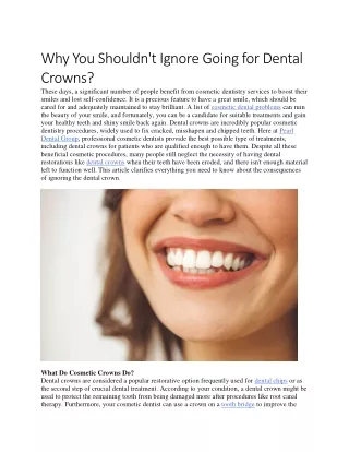why you shouldn t ignore going for dental crowns