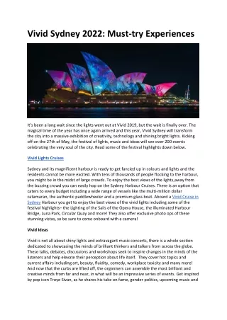 Vivid Sydney 2022- Must-try Experiences