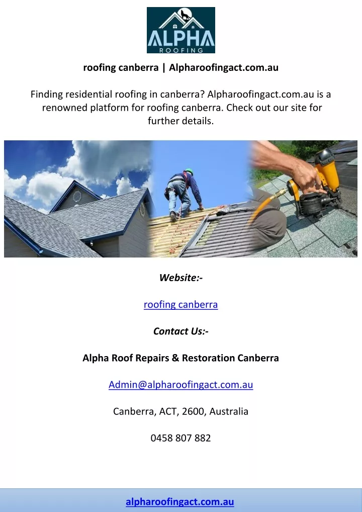 roofing canberra alpharoofingact com au