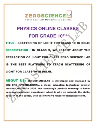 scattering of light  for class 10 in delhi