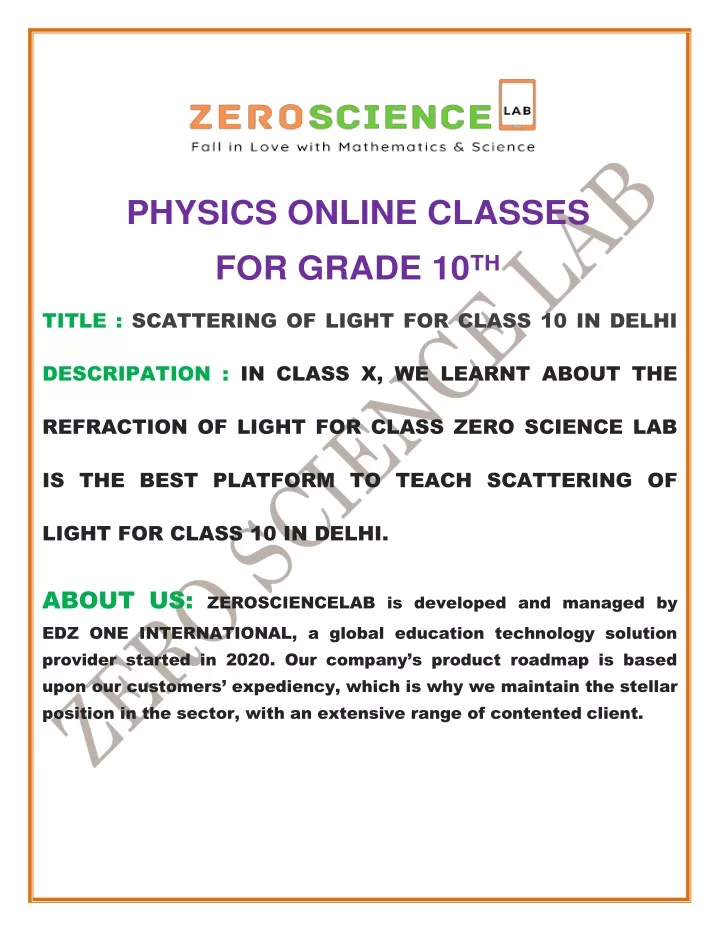 PPT - Scattering Of Light For Class 10 In Delhi PowerPoint Presentation ...