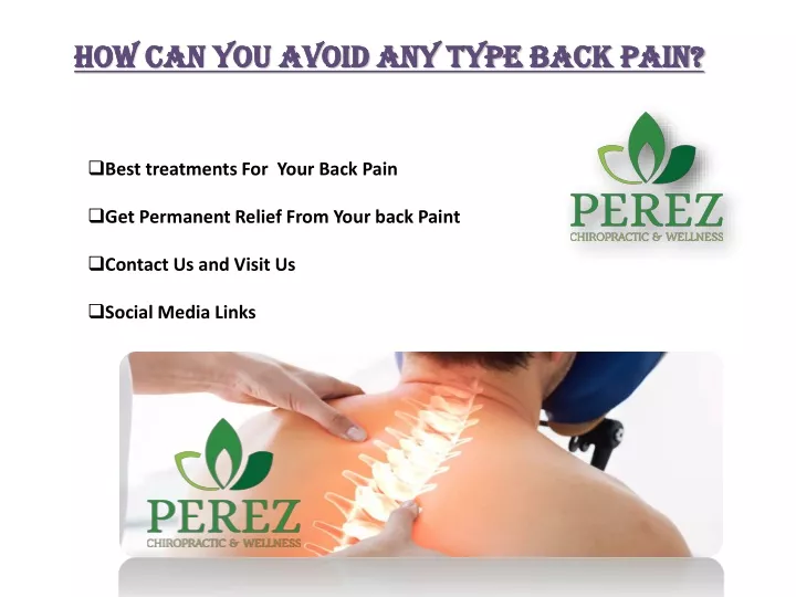 how can you avoid any type back pain