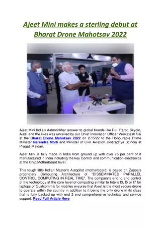 Ajeet Mini makes a sterling debut at Bharat Drone Mahotsav 2022