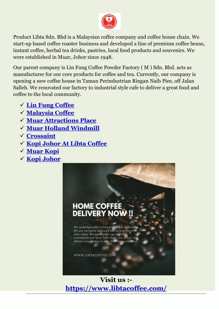 product libta sdn bhd is a malaysian coffee