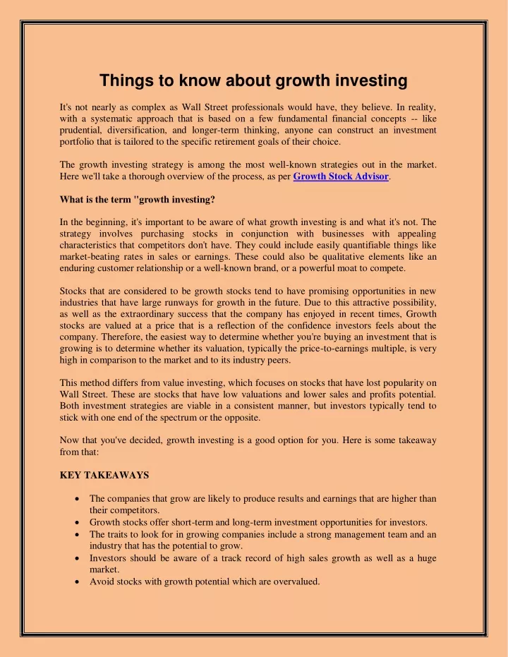 things to know about growth investing