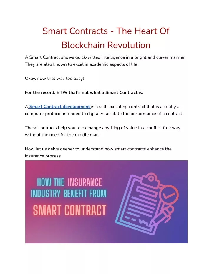 smart contracts the heart of blockchain revolution