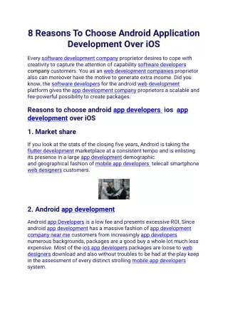 8 Reasons To Choose Android Application Development Over iOS