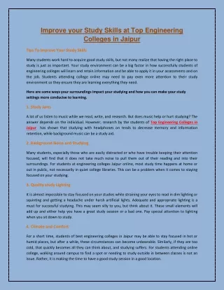 improve your study skills at top engineering