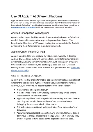 use of appium at different platforms