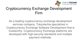 Cryptocurrency Exchange Development Firm