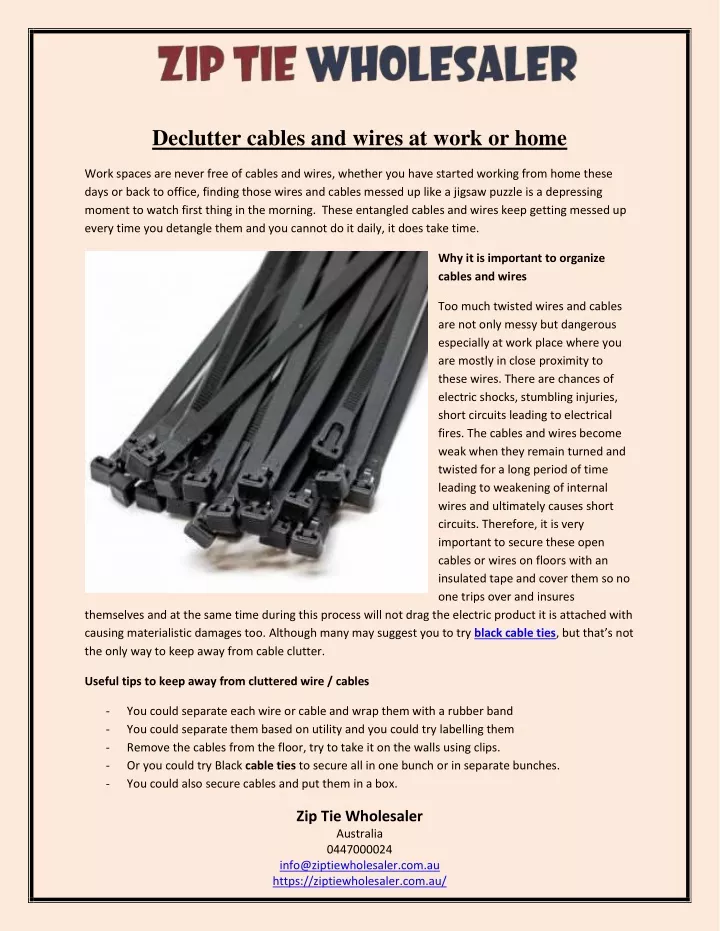 declutter cables and wires at work or home