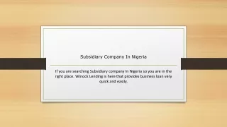 subsidiary company in nigeria